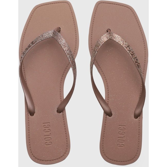 Chinelo Feminino Colcci Tiras Finas Glitter Marrom