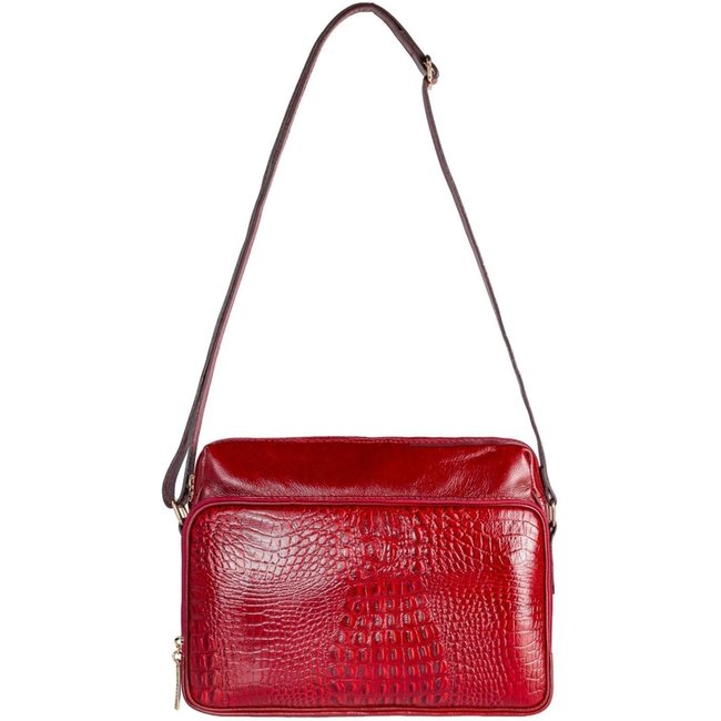 Bolsa de couro croco tiracolo Anita - Vermelho