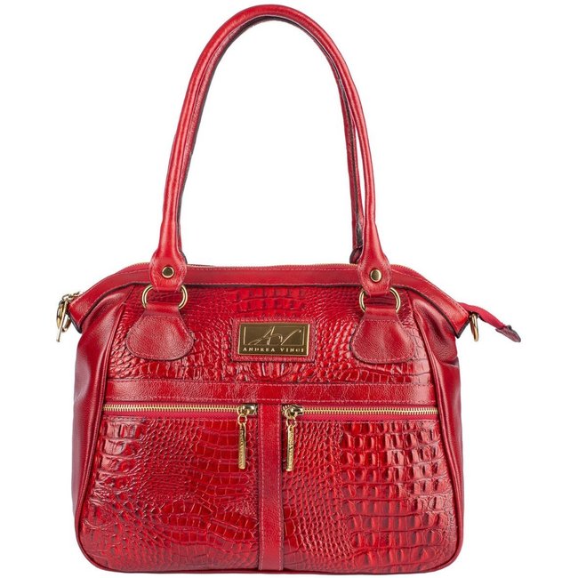Bolsa de couro croco Luana - Vermelho