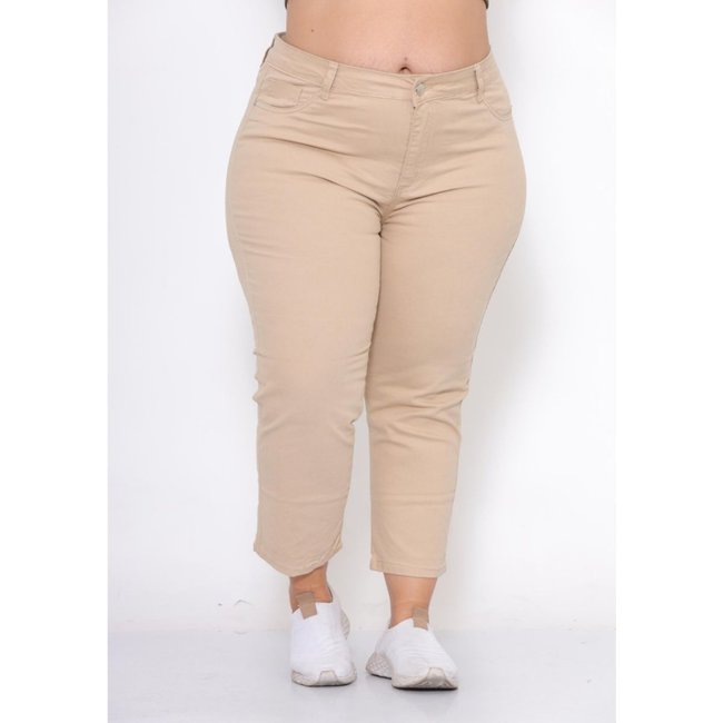 Calça Capri Creme Sarja Feminina Alleppo Jeans