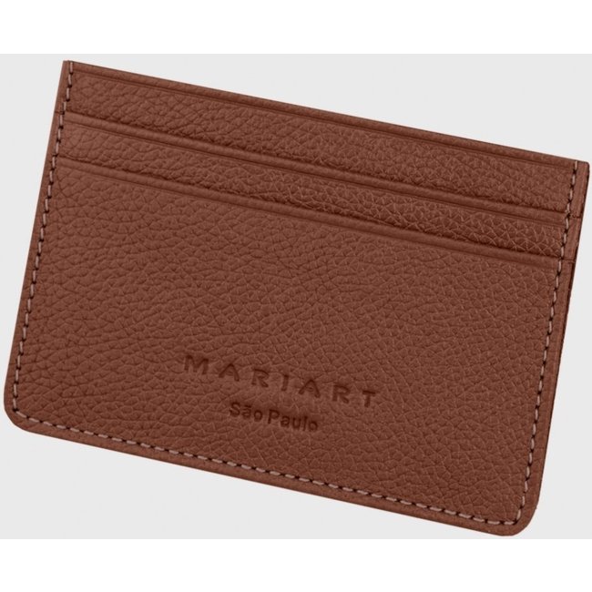 Porta-Cartão Couro Mariart Babaçu Suede Caramelo