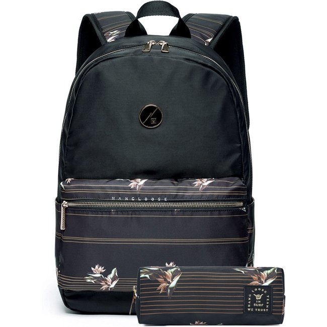 Kit Mochila Hang Loose Feminina Escolar + Estojo Resistente
