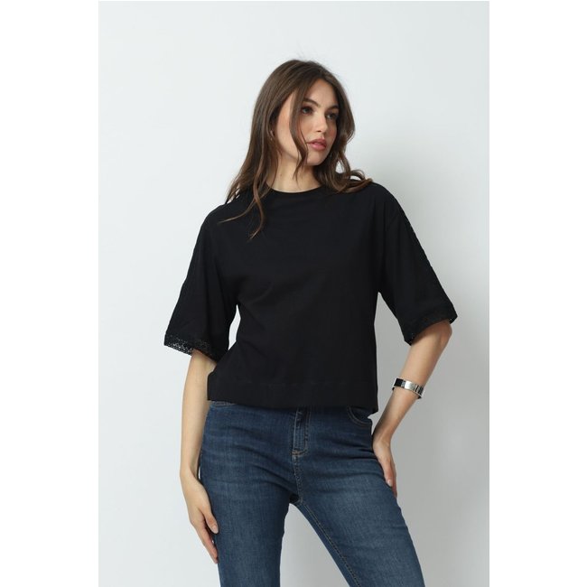 T shirt Oversized Trabalhada Preto G Gazzy