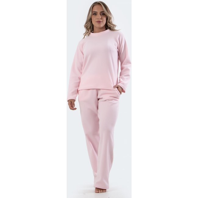 Pijama Feminino Diluxo Soft Longo Inverno Plush Super Conforto Rosa
