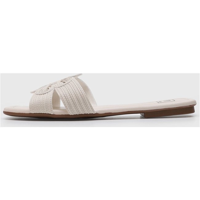 Rasteira Feminina Moleca Tiras Texturizadas Off-White