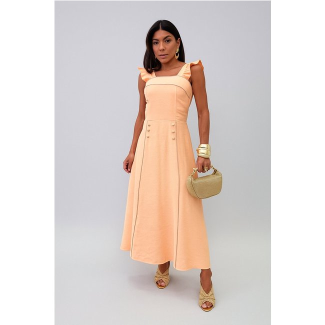 Vestido Longo D Bell Outlet Fashion Alça Laranja