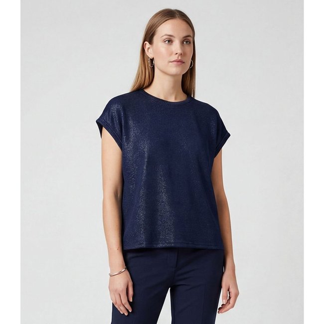 Blusa Feminina Manga Cavada Infinita Cor Azul