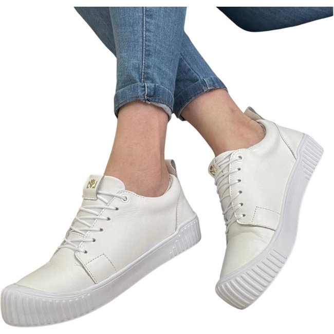 Tênis Feminino Branco Lirom Casual Couro