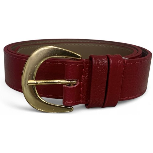 Cinto Feminino em Couro Fivela Arredondada Vermelho 013