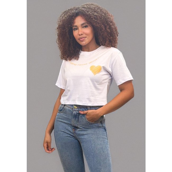 Blusa Cropped Cabanafree Algodão Manga Curta Branco
