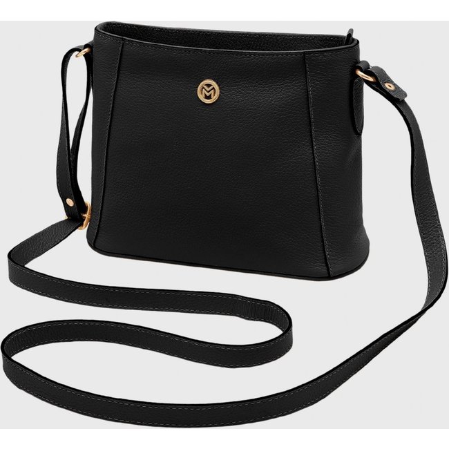 Bolsa Transversal Couro Mariart Mini Jasmim Preta
