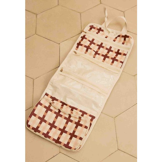 Necessaire Dobrável Divisórias Estampada Mitú Marrom