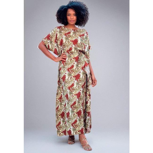 Vestido Amazonia Vital Kaftan Viscose Longo Estampa Floresta de Outono