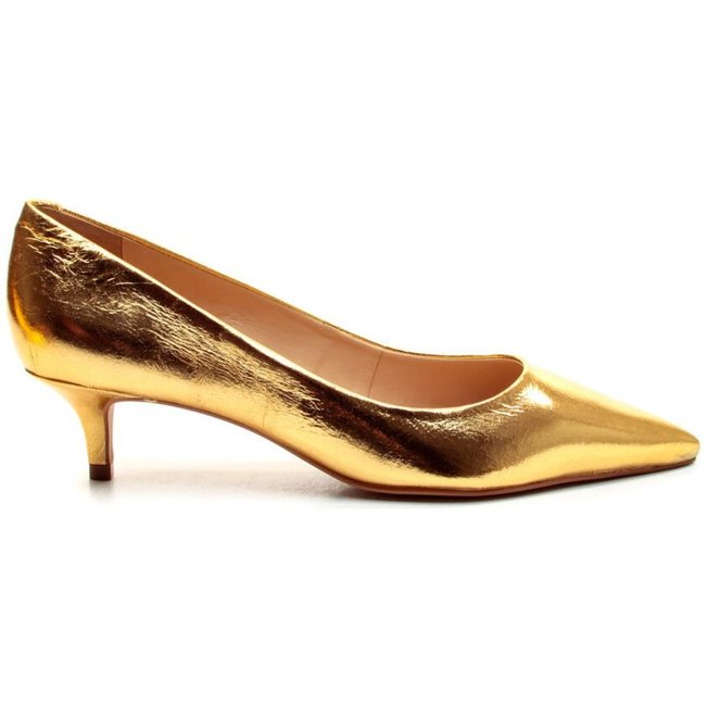 Scarpin Couro Ouro Salto Baixo Cecconello 2629001-11