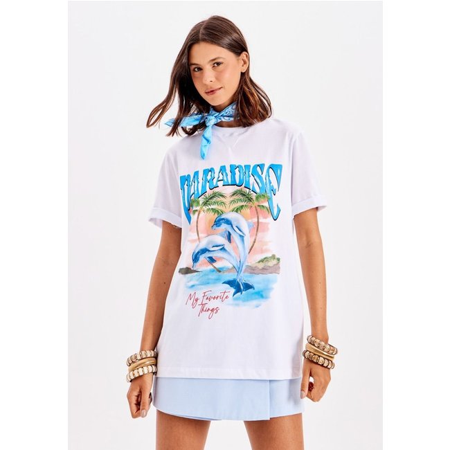 T-Shirt Oversized Alongada Estampada My Favorite Things