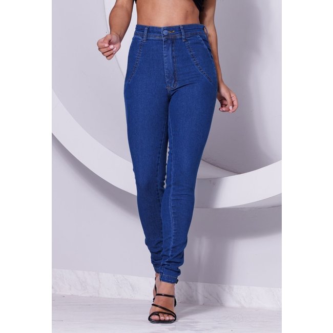 Calça Jeans Skinny com Elastano Cintura Média Bianelly