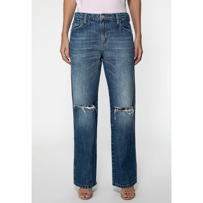 Calça Guess Jeans Straight Leg Rasgos Azul