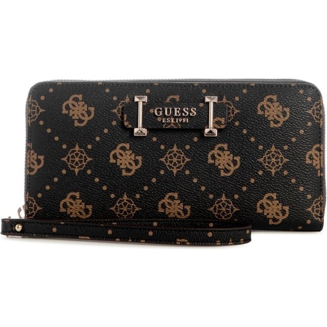 Carteira Guess Carrie Logo Slg Lrg Zip Around Marrom