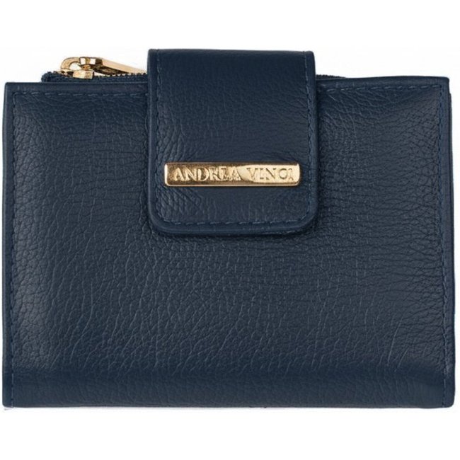Carteira Andrea Vinci Feminina De Couro Liso Linna 11x13cm - Azul