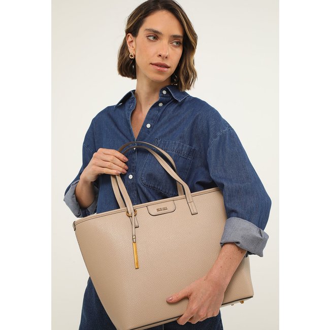 Bolsa Sacola Santa Lolla Pingente Bege