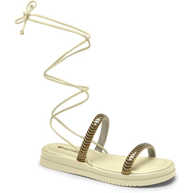 Sandália Flatform Amarração Perna Mississipi MF441-0005 Feminina