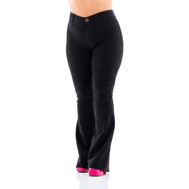 Calça Jeans Feminina Arauto Modelagem Flare - 11513 Preto