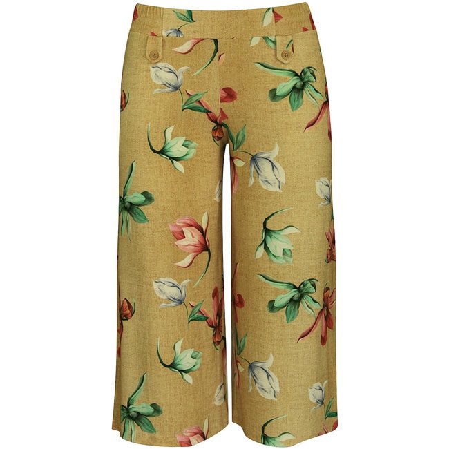 Calça Pau a Pique Pantacourt Estampada Palha PALHA - XL Pau a Pique