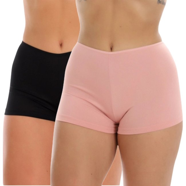 Kit 2 Short Segunda Pele Reflexo Íntimo Anágua Anti Atrito Para Usar Por Baixo Preto e Rosa