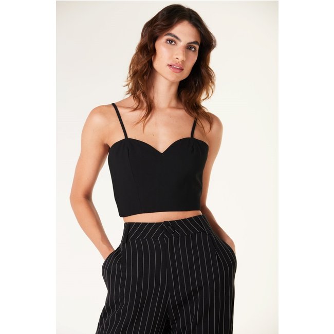 Top Traymon Com Alças Finas Preto