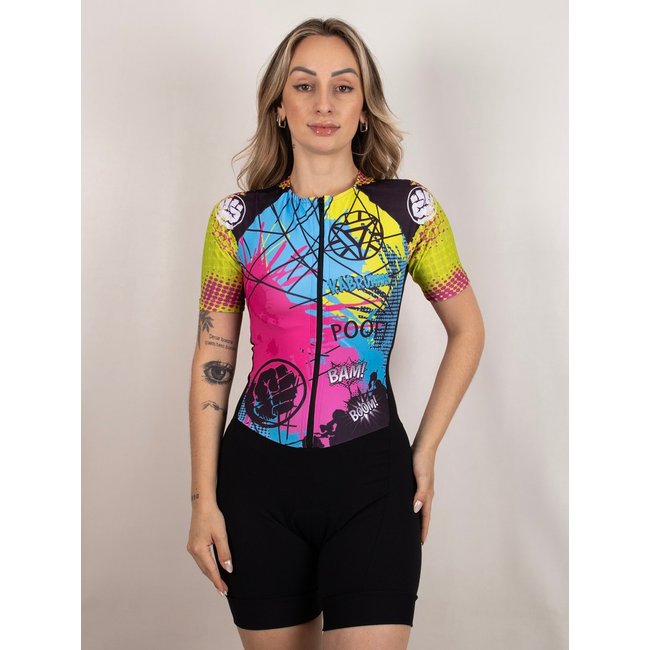 Macaquinho de Ciclismo Manga Curta Modelo Exótico Feminino Forro em Gel