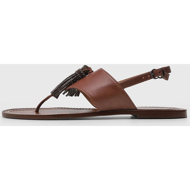 Rasteira Feminina Luiza Barcelos Fechada Tassel Marrom