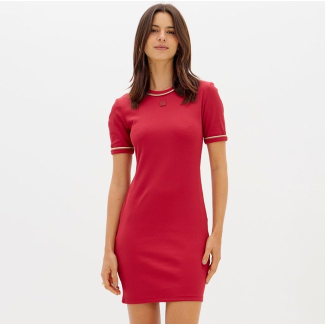 Vestido Canelado Easy Lança Perfume Ou26 Vermelho Feminino