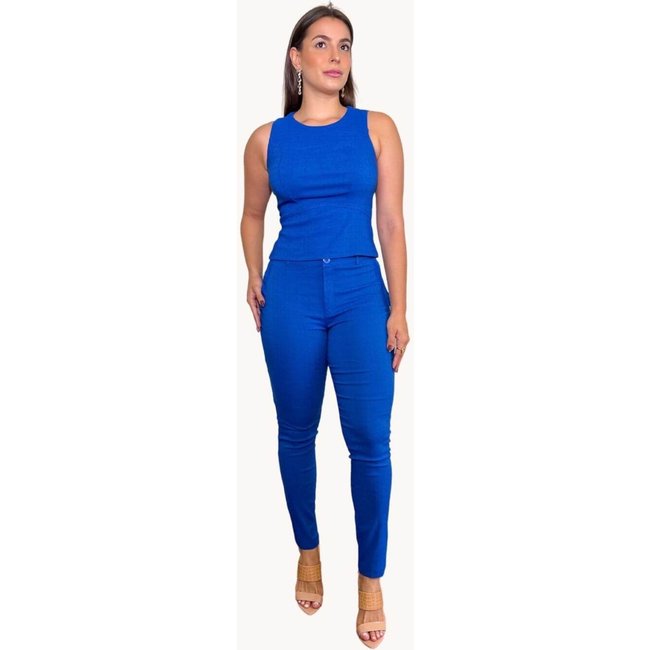 CONJUNTO FEMININO BLUSA E CALÇA SKINNY Azul