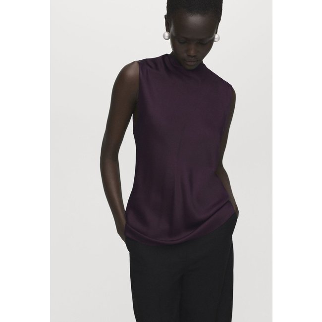 Blusa Feminina Mango Acetinada Sem Mangas Roxa
