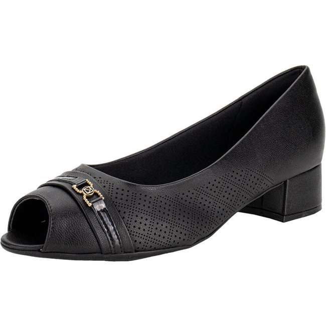 Peep Toe Feminino Salto Grosso Piccadilly 114156 0084156 Preto