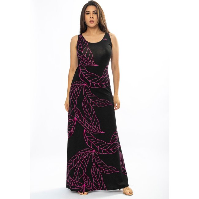 Vestido Longo Cabanafree Butiá Malha Regata Estampa Antúrios Lilás