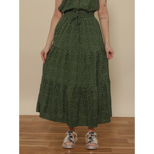 Saia Midi Bolinhas Verde