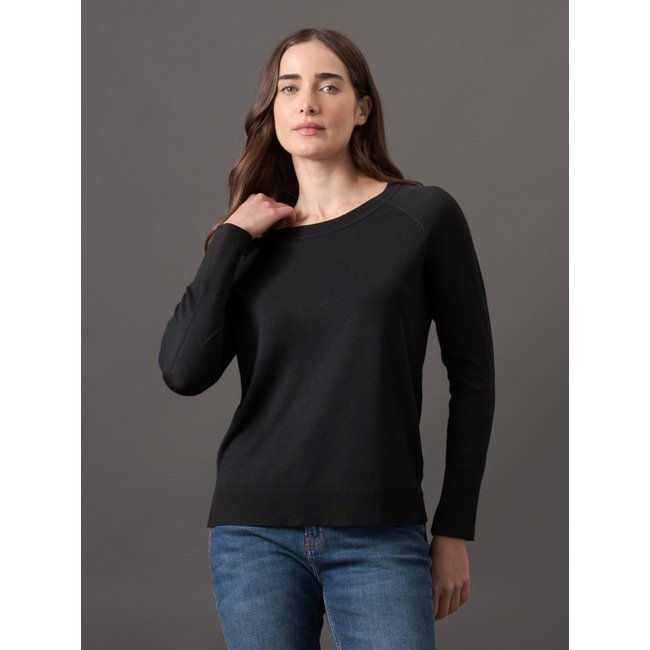 Tricot Feminino Raglan Decote Careca Calvin Klein - Preto Calvin Klein Jeans