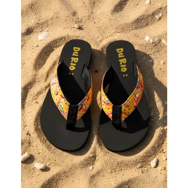 Chinelo Feminino DuRio Buzios Tradicional Estampas Coloridas - Banana Amarelo