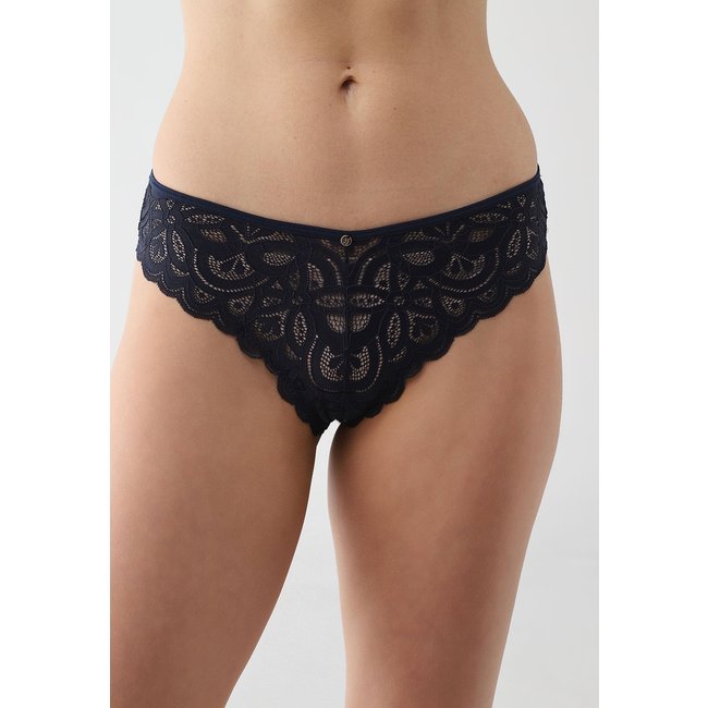 Calcinha Tanga Brasileira Hope Renda Azul Marinho