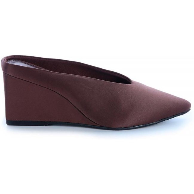 Mule Salto Ludy Cetim Marrom Marrom