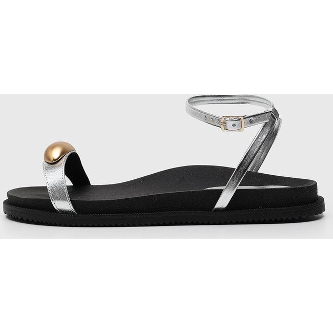 Rasteira Dafiti Shoes Aplicação Prata