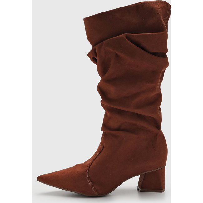 Bota Feminina cê Cano Alto Salto Grosso Marrom