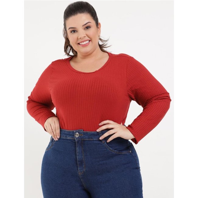 Blusa Manga Longa Autentique Plus Size Feminina Vermelho
