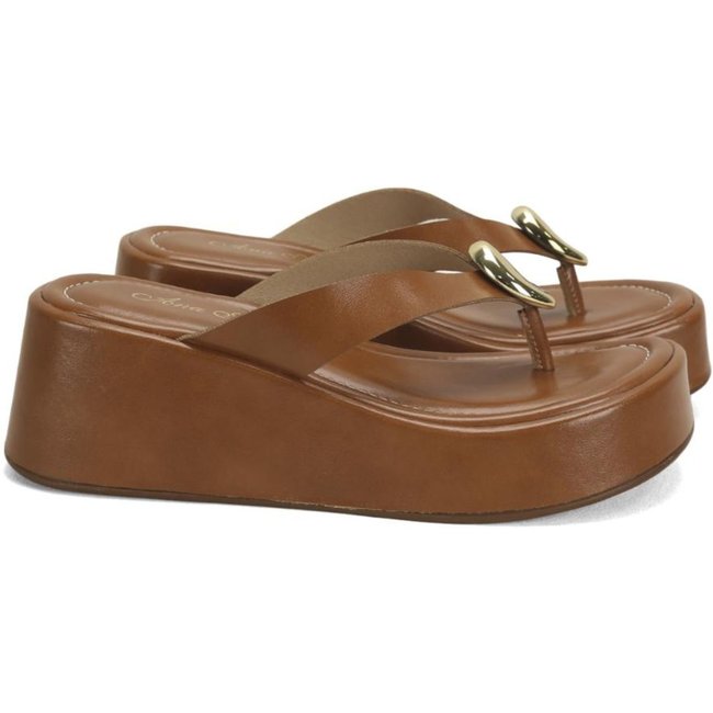 Flatform caramelo com peça orgânica ouro light Incolor