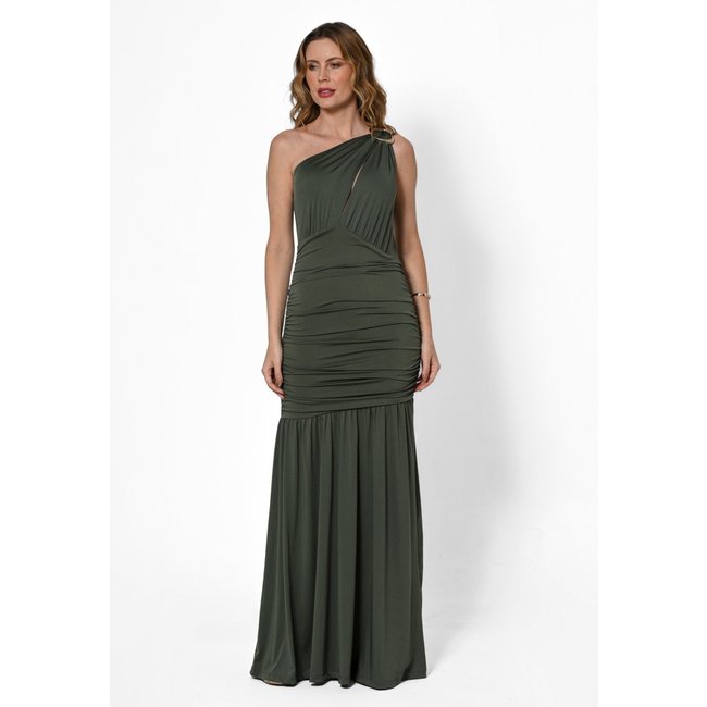 Vestido Bisô Festa Longo Com Fivela Verde - Verde