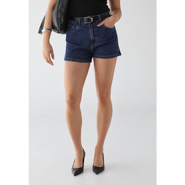 Short Jeans Feminino Lança Perfume Confort High Azul Escura