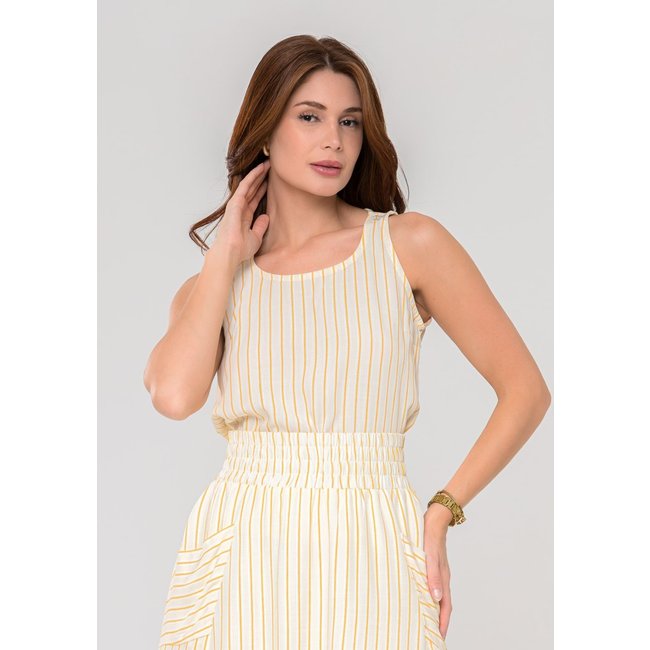 Regata Aura Laís Listrado Luzente Amarelo
