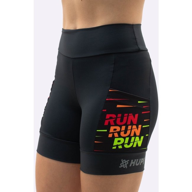 Bermuda Compressão Feminina HUPI Curta Run Run Run, Cor: PRETO, Tamanho: M Preto