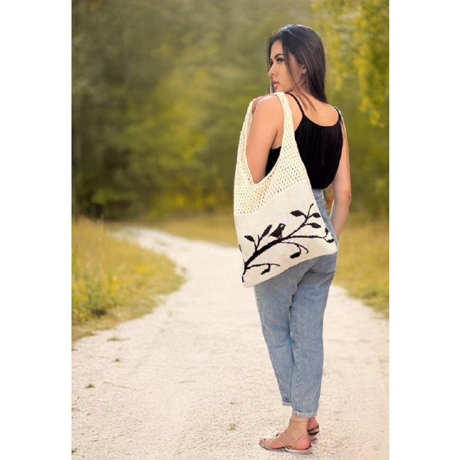 Bolsa Tricô Pássaros Livres Off White